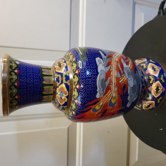 Vintage Chinese Cloisonne Enamel Phoenix Vase - Picture 5 of 14